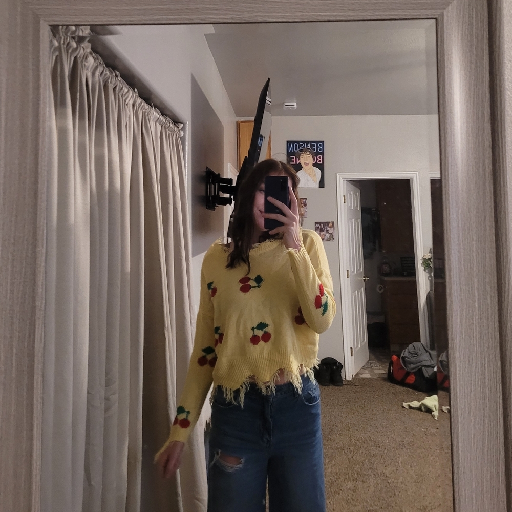 Yellow cherry sweater